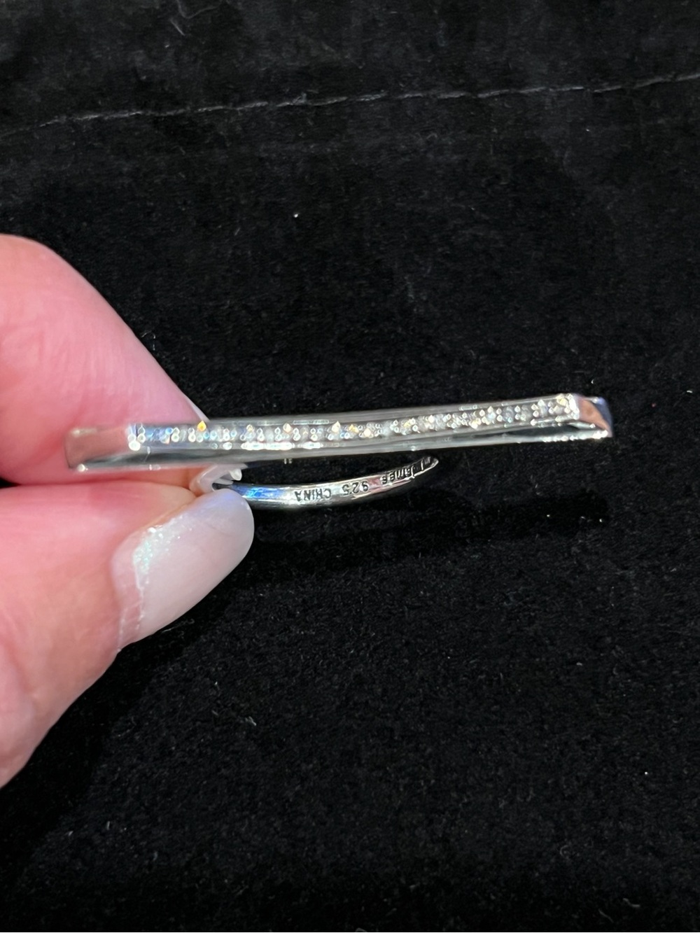Robert Lee Morris for Elizabeth and James 925 Sterling Silver Diamond Bar Ring 7